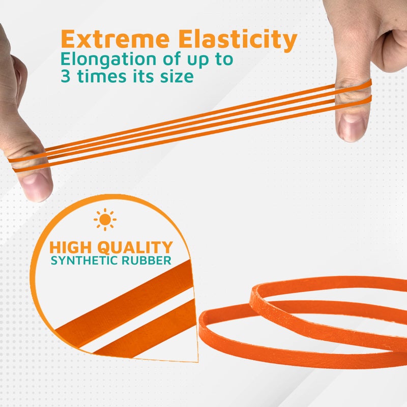 PlasticMill Orange Rubber Bands Size 33 (3 1/2" x 1/8") - #33 Colored Rubber Bands Office Supplies - Strong, Elastic Bands for Crafts, Balloon Garland, Cash, File Folders (500-Pack) - Image 3